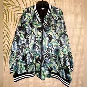 Ava & Viv tropical palm frond patterned fully  lined jacked Size 2X